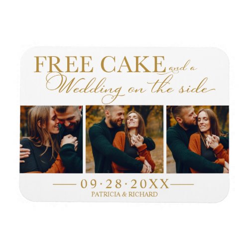 Free Cake Funny Wedding Save The Date 3 Photo Magnet