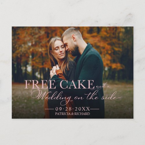 Free Cake Funny Wedding Save The Date Full Photo Postcard