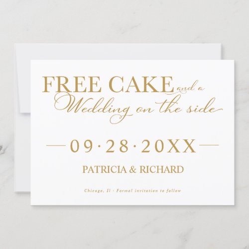 Free Cake Funny Wedding Save The Date Non Photo Invitation