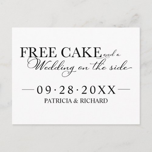 Free Cake Funny Wedding Save The Date Non Photo Postcard