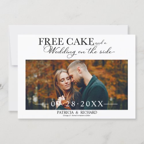 Free Cake Funny Wedding Save The Date Photo Invitation