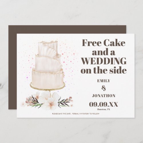 Free Cake Wedding On Side Boho Save The Date