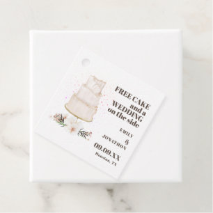 Free Cake Wedding On Side Text Brown Save The Date Favor Tags