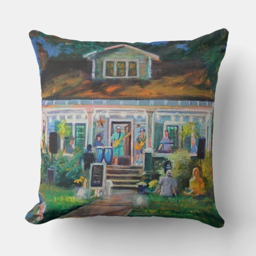 Free Candy Porch Fest Throw Pillow