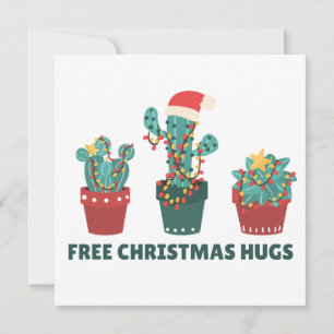 Free Christmas Hugs Funny Cactus Plants Invitation