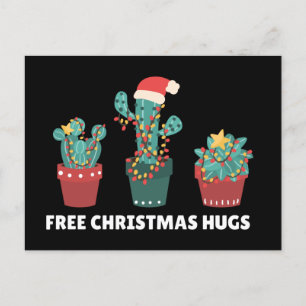 Free Christmas Hugs Funny Cactus Plants Postcard