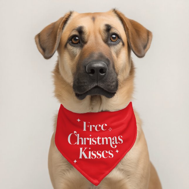 Free Christmas Kisses Dog Bandana Pet Bandana Collar (Dog 2)
