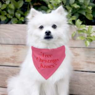 Free Christmas Kisses Pink Dog Bandana Pet Bandana Collar