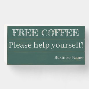Free Coffee Please Help Yourself Chalkboard Look W Wooden Box Sign
