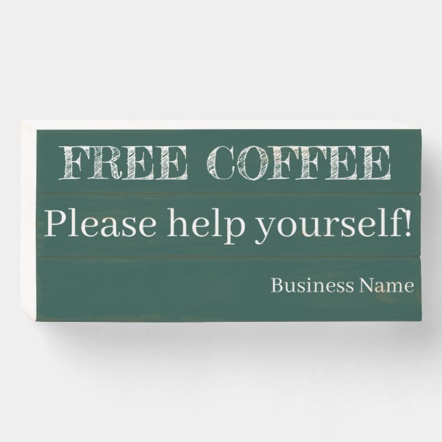 Free Coffee Please Help Yourself Chalkboard Look W Wooden Box Sign (Front Horizontal)