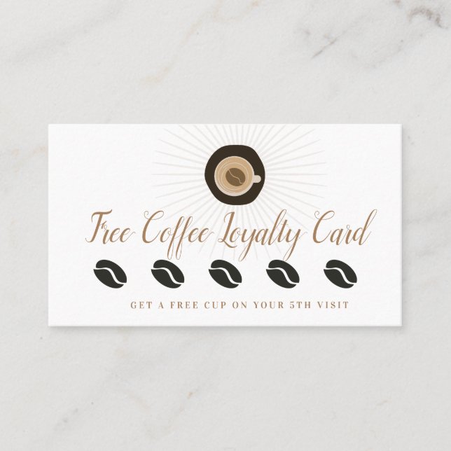 Free Coffee Reward Loyalty Clean Business Card (Front)