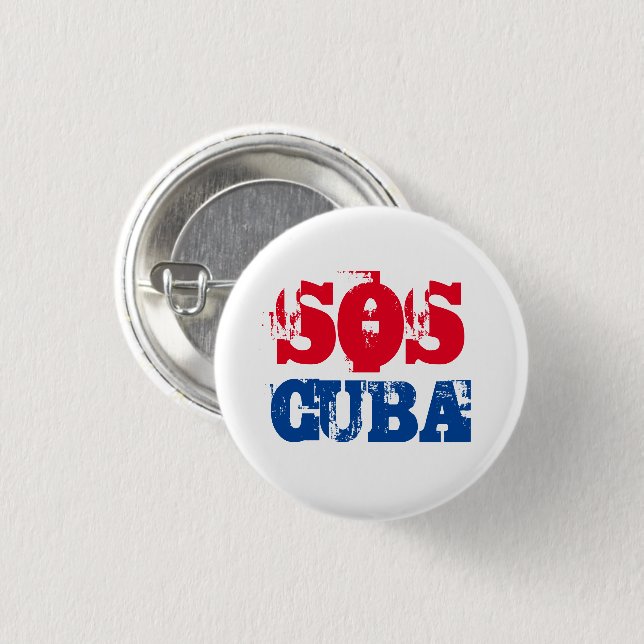Free Cuba SOS Cuba red white blue Button (Front & Back)