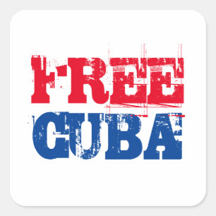 Free Cuba SOS Cuba red white blue Square Sticker