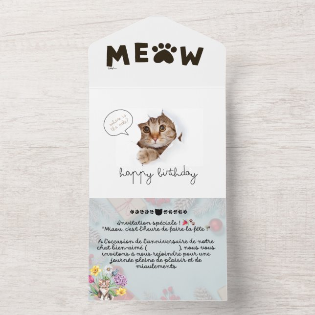 Free Cute Funny Cat Birthday Card (Inside)