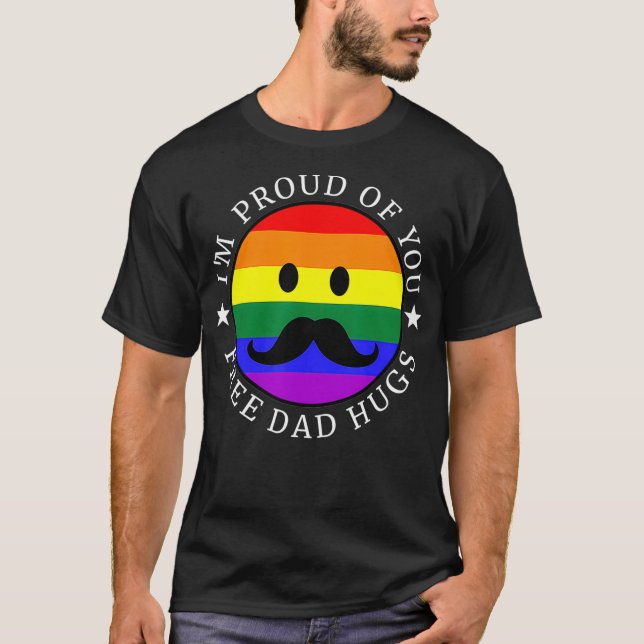 Free Dad Hugs LGBT Gay Pride T-Shirt (Front)