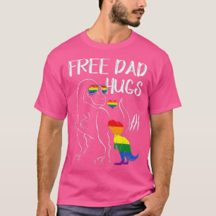 Free Dad Hugs LGBT Pride Dad Dinosaur Rex Gift T-Shirt