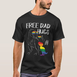 Free Dad Hugs LGBT Pride Dad Dinosaur Rex Gift T-Shirt
