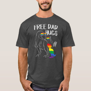 Free Dad Hugs LGBT Pride Dad Dinosaur Rex Gifts T-Shirt