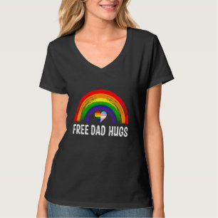 Free Dad Hugs LGBT Rainbow And Transgender Flag LG T-Shirt