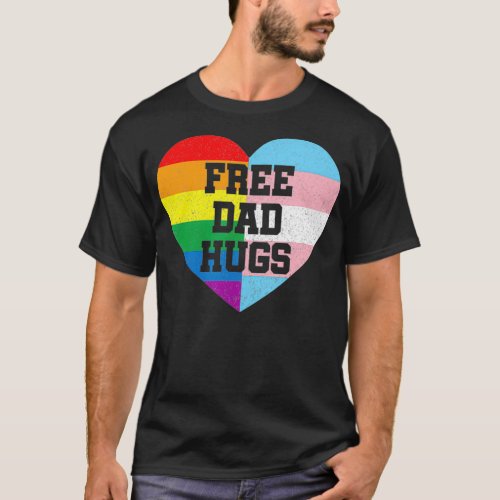 Free Dad Hugs Pride LGBT Rainbow Flag Family T_Shirt