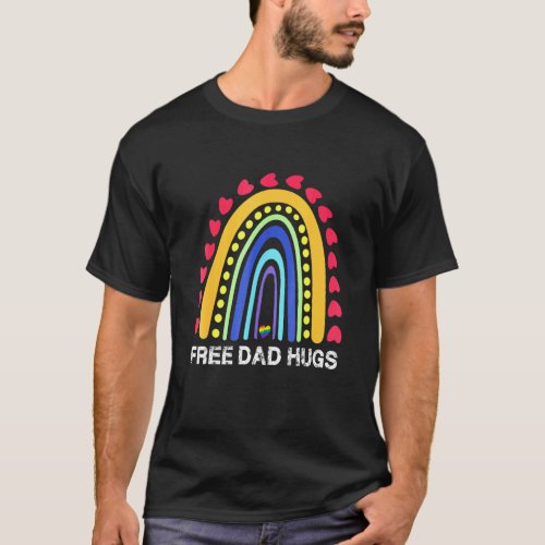 Free Dad Hugs Rainbow Heart Gay Pride Lgbt _ Free  T_Shirt