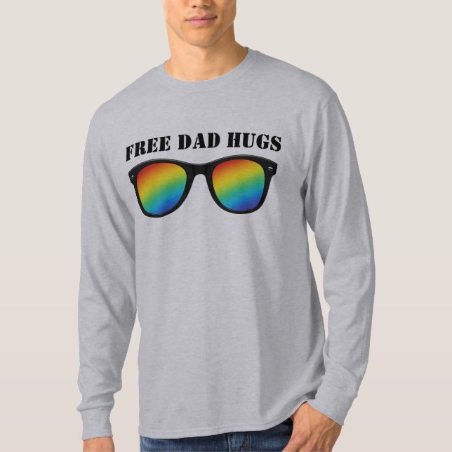 Free Dad Hugs - Rainbow Wayfarers T-Shirt (Front)