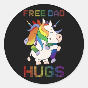 Free Dad Hugs Straigh Ally LGBT Gay Lesbian Trans Classic Round Sticker