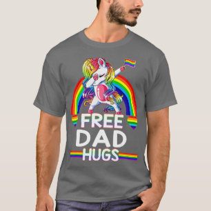 Free Dad Hugs Unicorn LGBT Pride Rainbow Father T-Shirt
