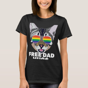 Free Dad Hugs Vintage Cat Funny Gay Pride Gift T-Shirt
