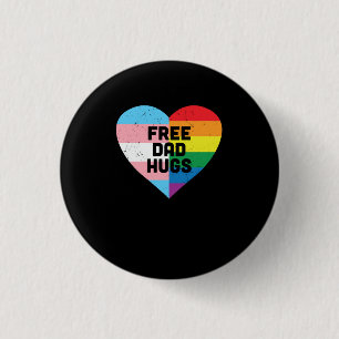 Free Dad Hugs Vintage LGBT Proud Heart Button