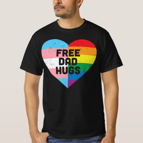 Free Dad Hugs Vintage LGBT Proud Heart T_Shirt