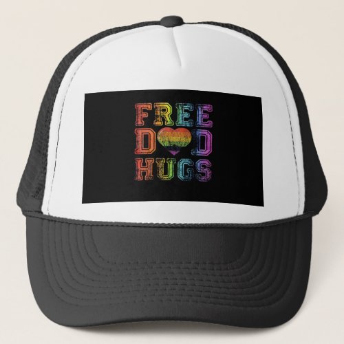 Free Dad Hugs Vintage Lover Gift Trucker Hat