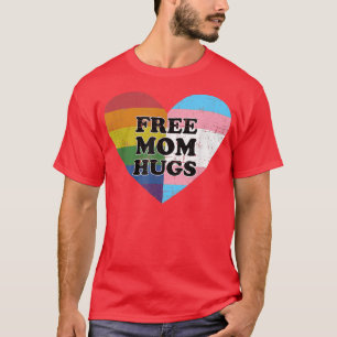 Free dad hugs with rainbow and transgender heart T-Shirt