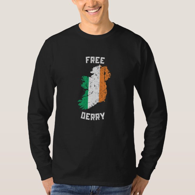 Free Derry Ireland Map   T-Shirt (Front)