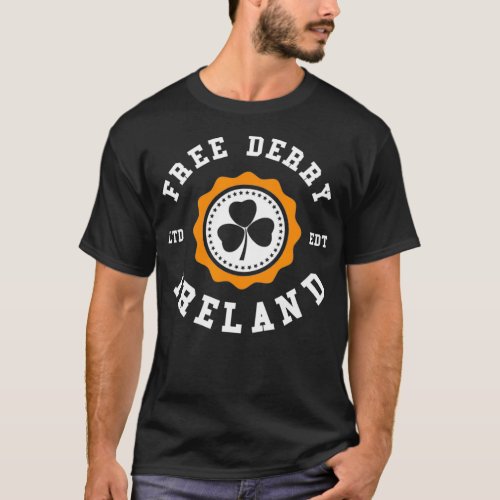 FREE DERRY Ireland Shamrock Irish Pride T_Shirt