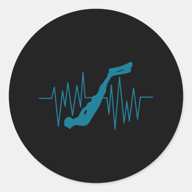 Free Dive Heartbeat Freediver Free Diving Apnea Classic Round Sticker (Front)