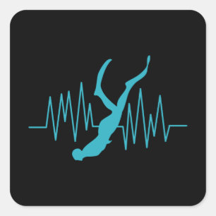 Free Dive Heartbeat Freediver Free Diving Apnea Square Sticker