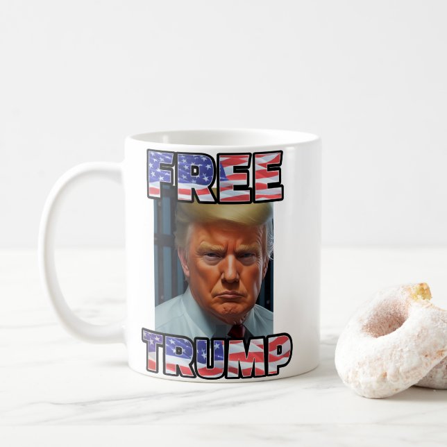 FREE DONALD TRUMP 2024 | Mugshot Mug (With Donut)