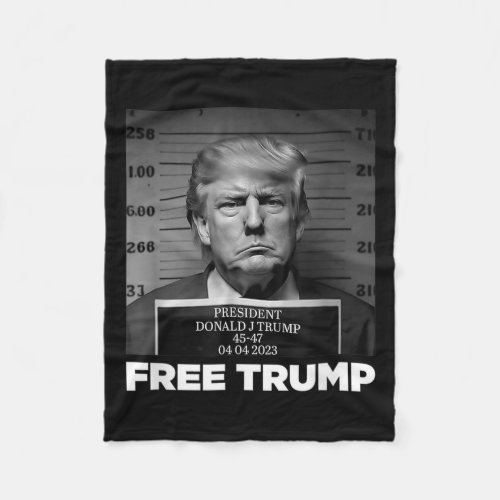 Free Donald Trump Mug Shot  Fleece Blanket