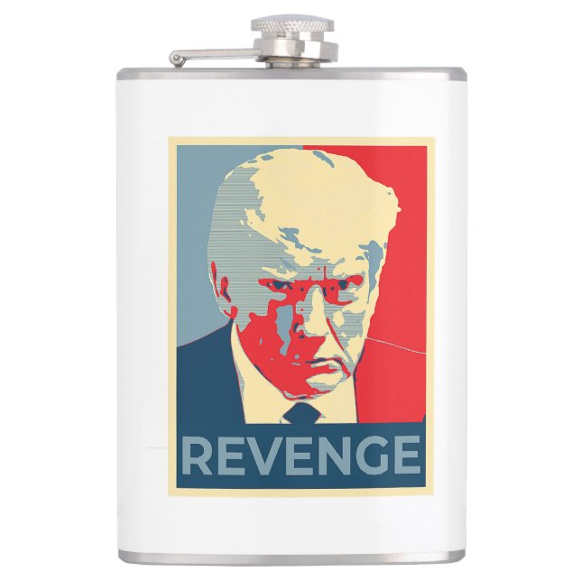 Free Donald Trump mug shot republican revenge MAGA Flask (Front)