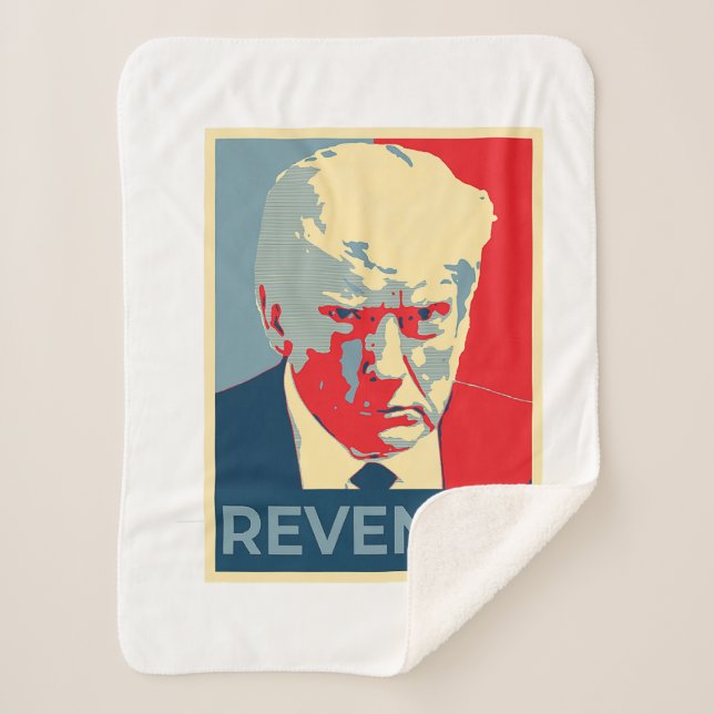 Free Donald Trump mug shot republican revenge MAGA Sherpa Blanket (Front)