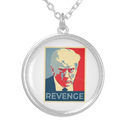 Free Donald Trump mug shot republican revenge MAGA Silver Plated Necklace
