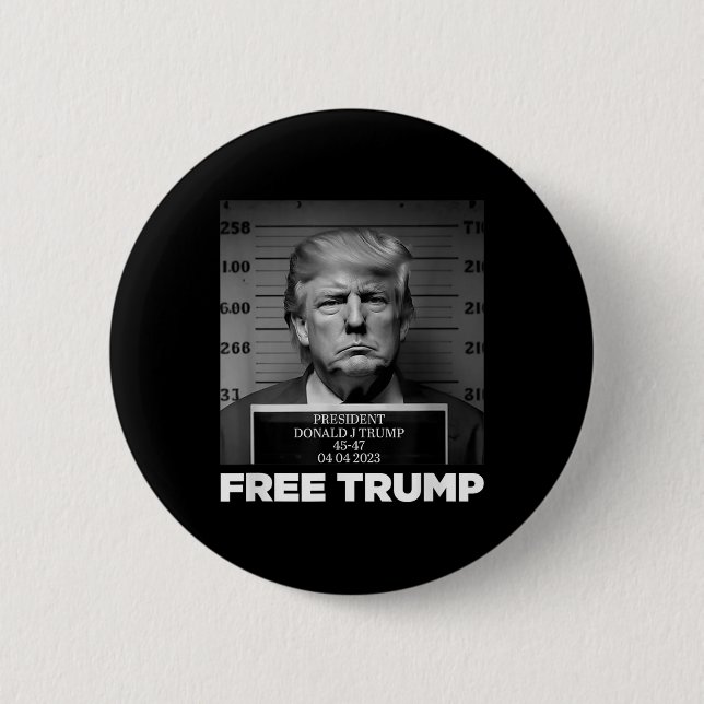 Free Donald Trump Mugshot  Button (Front)
