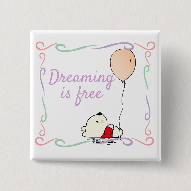 Free Dreams Bear with Balloons Button (Front)