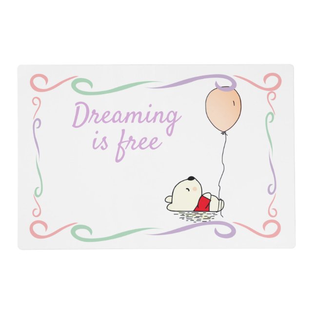 Free Dreams Bear with Balloons Placemat (Front)