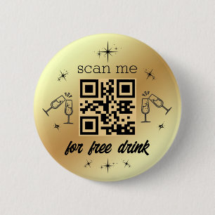 free drink qr code gold metallic stylish button