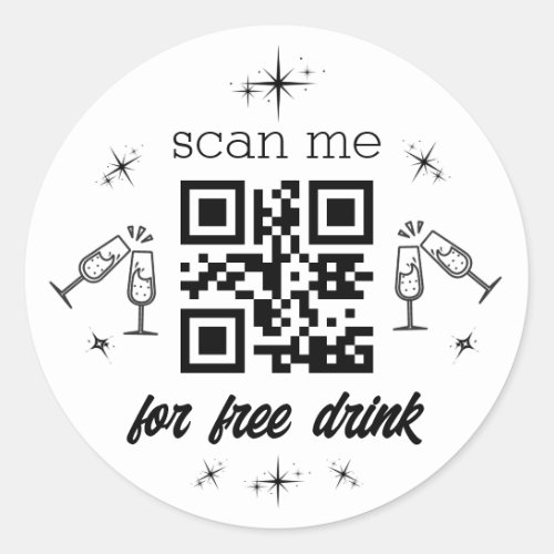free drink qr code simple trendy classic round sticker