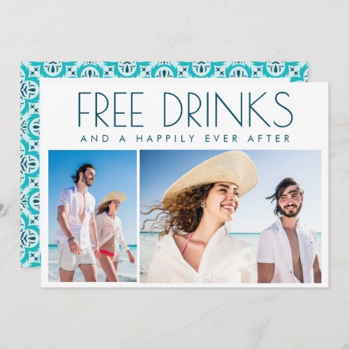 Free Drinks 2 Photo Beach Wedding Save The Date