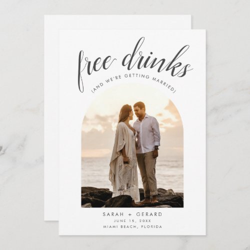 Free Drinks Arch Photo Beach Wedding Save The Date