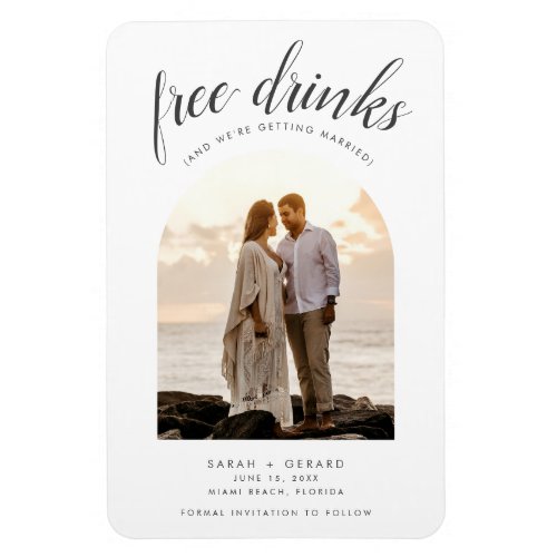 Free Drinks Arch Photo Beach Wedding Save The Date Magnet